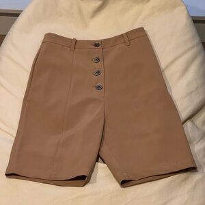 Petite Studio Tan Bermuda Shorts High-Waisted Tailored